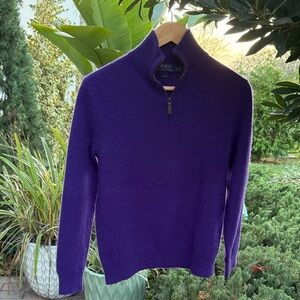 RALPH LAUREN CASHMERE Purple Half-Zip Sweater